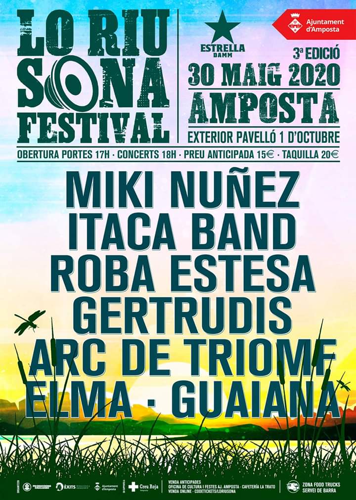 Ajuntament d´Amposta > Comunicació > Miki Nuñez, Itaca Band, Roba Estesa i Gertrudis, caps de cartell de la tercera edició de Lo Riu Sona Festival